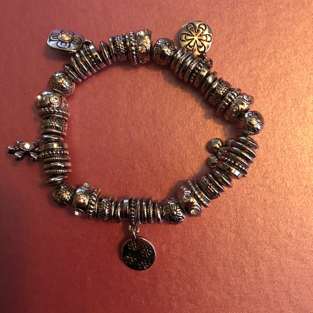 Lia Sophia Stretch Charm bracelet. Silver tone